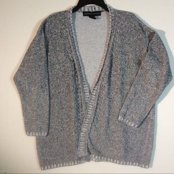 Adrienne Vittadini Black Grey Open Front Cardigan - Picture 1 of 6
